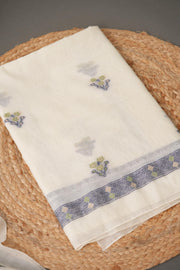 Unstitched Fairytale Navy Muga Cotton Unstitched Suit Set